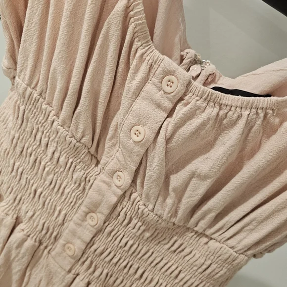 Lulu's Blush Pink Tiered Button-Front Mini Dress - Picture 4 of 7